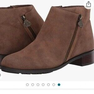 Bettye Muller Women Brown Suede Double Zip Trinity Ankle Bootie 9.5